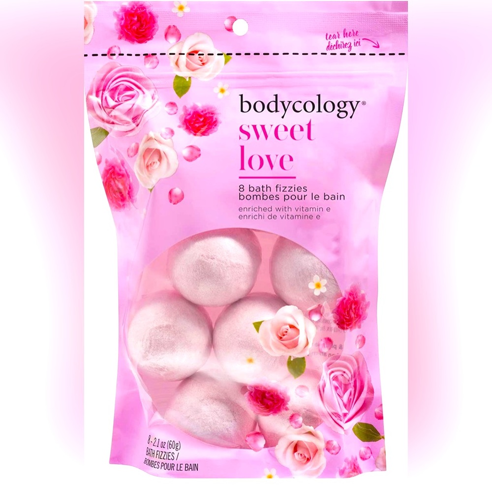 Bodycology Sweet Love Bath Soak Fizzies Bombs 8-2.1 Oz Balls 2 Pack